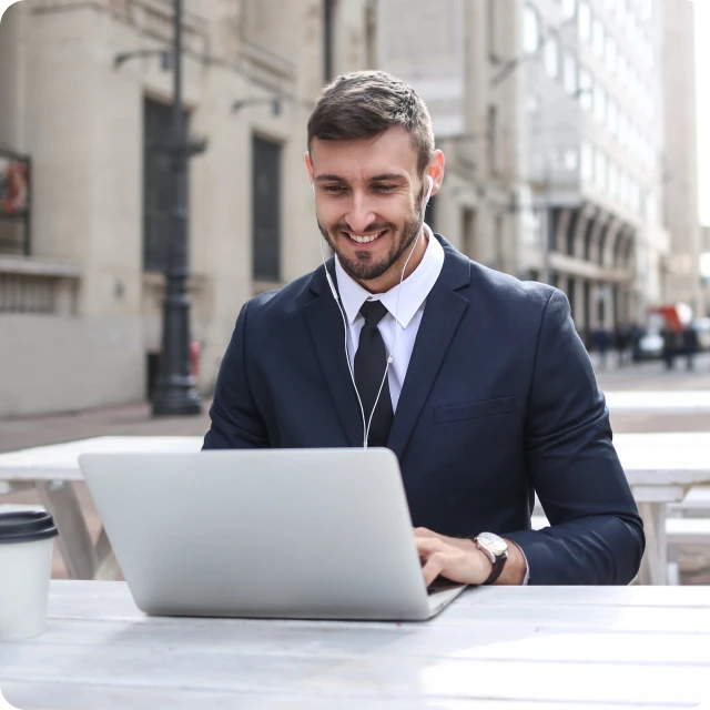 Professional using Call Director on a laptop