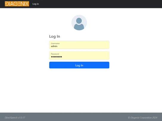 DirectSpeech portal login screen