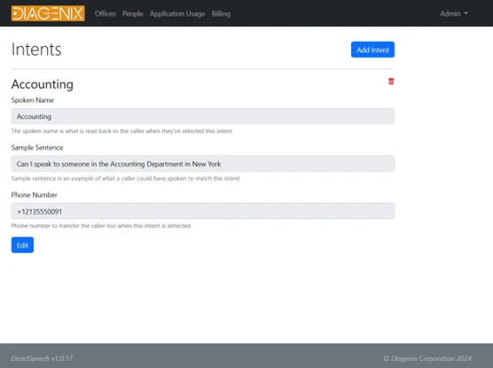 DirectSpeech portal dashboard