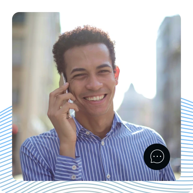 Person using a voice application on a smartphone