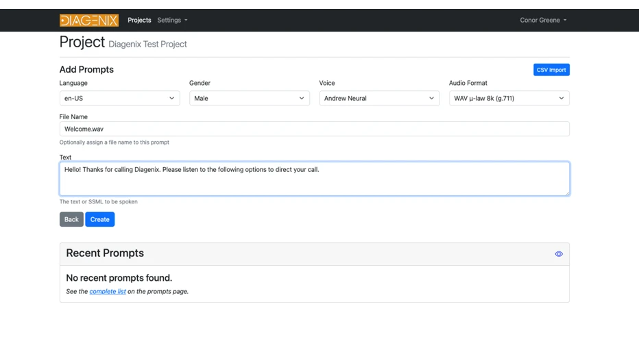 SimpleSpeak voice selection screen